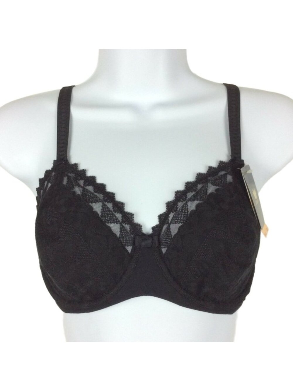 Wacoal Bra Purity Classic Black Lace Soft Cup Underwire Bra 32DD